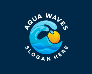 Sun Ocean Wave logo design