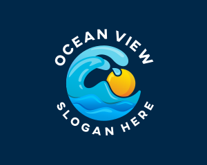 Sun Ocean Wave logo design