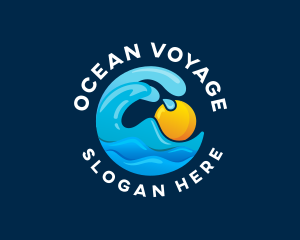 Sun Ocean Wave logo design