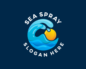 Sun Ocean Wave logo design