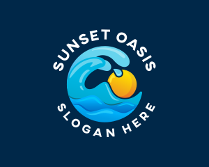 Sun Ocean Wave logo design