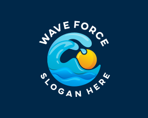 Tsunami - Sun Ocean Wave logo design