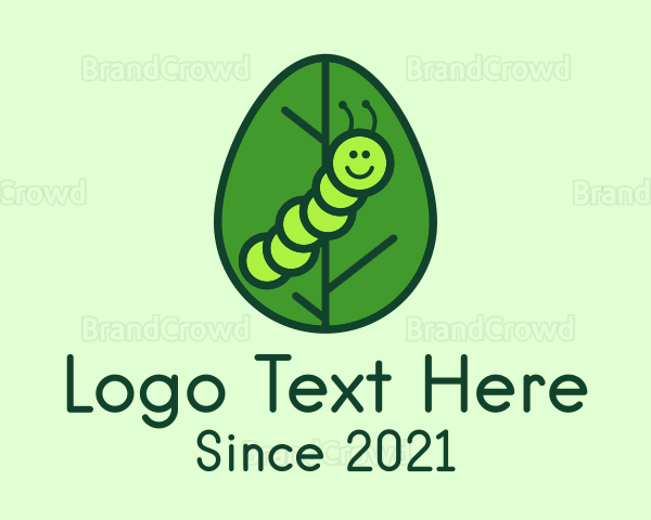 Cute Caterpillar Leaf Logo