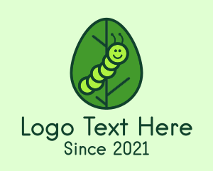 Green - Cute Caterpillar Leaf logo design