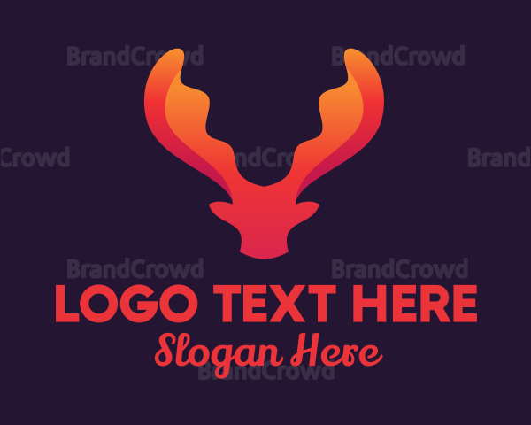 Red Orange Moose Antlers Logo