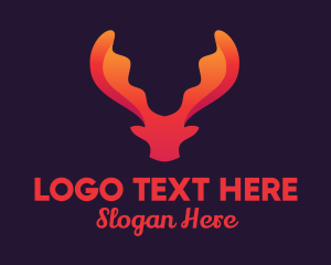 Red Orange Moose Antlers logo design