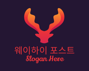 Red Orange Moose Antlers logo design