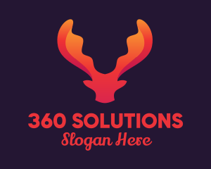 Red Orange Moose Antlers logo design