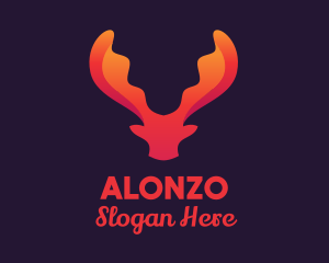 Red Orange Moose Antlers logo design