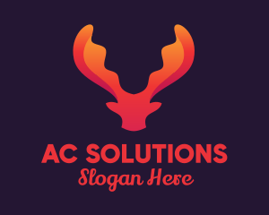 Red Orange Moose Antlers logo design