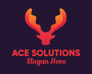 Red Orange Moose Antlers logo design