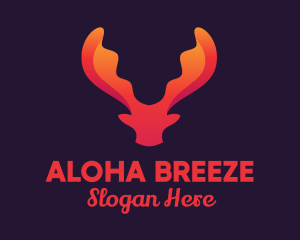 Red Orange Moose Antlers logo design