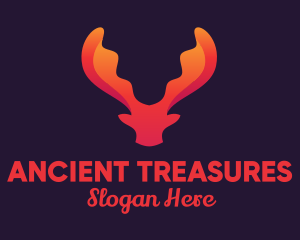 Red Orange Moose Antlers logo design