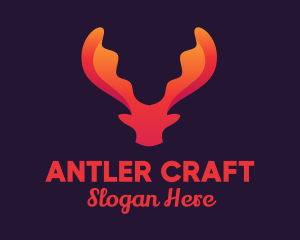 Red Orange Moose Antlers logo design