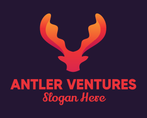 Red Orange Moose Antlers logo design