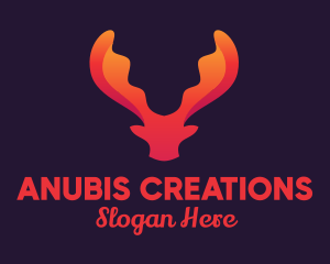 Red Orange Moose Antlers logo design