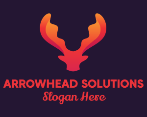 Red Orange Moose Antlers logo design