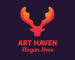 Red Orange Moose Antlers logo design