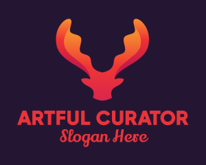 Red Orange Moose Antlers logo design