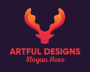 Red Orange Moose Antlers logo design