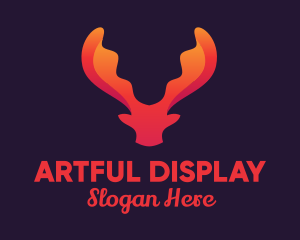 Red Orange Moose Antlers logo design