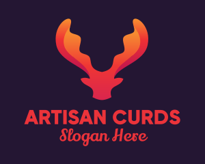 Red Orange Moose Antlers logo design