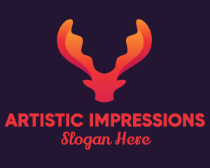 Red Orange Moose Antlers logo design