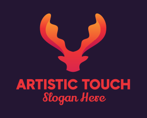 Red Orange Moose Antlers logo design