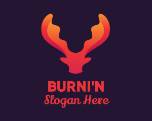 Red Orange Moose Antlers logo design