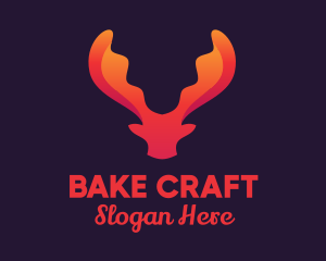 Red Orange Moose Antlers logo design