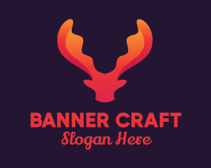 Red Orange Moose Antlers logo design