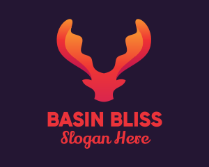 Red Orange Moose Antlers logo design