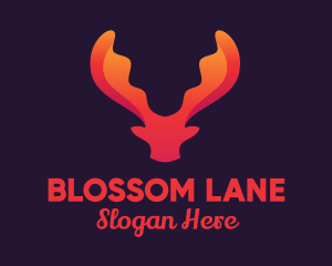 Red Orange Moose Antlers logo design