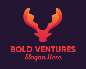 Red Orange Moose Antlers logo design