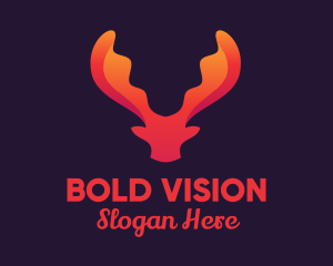 Red Orange Moose Antlers logo design