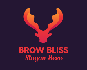 Red Orange Moose Antlers logo design