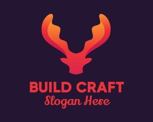 Red Orange Moose Antlers logo design