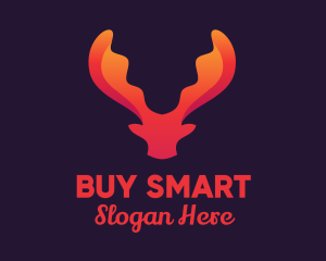 Red Orange Moose Antlers logo design