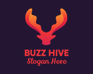 Red Orange Moose Antlers logo design