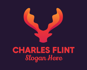 Red Orange Moose Antlers logo design