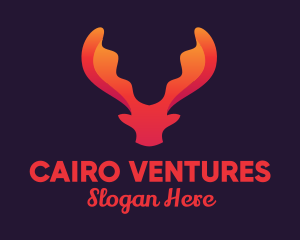 Red Orange Moose Antlers logo design