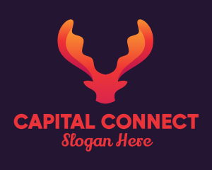 Red Orange Moose Antlers logo design