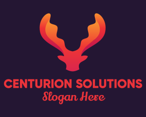 Red Orange Moose Antlers logo design