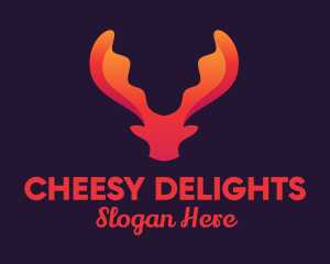 Red Orange Moose Antlers logo design