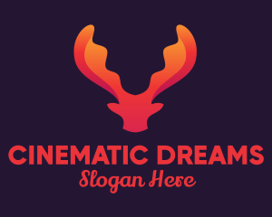 Red Orange Moose Antlers logo design