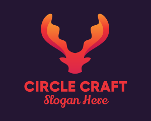 Red Orange Moose Antlers logo design