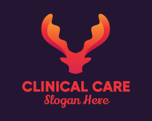 Red Orange Moose Antlers logo design