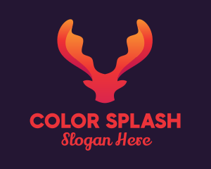 Red Orange Moose Antlers logo design