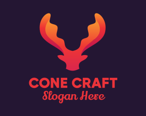 Red Orange Moose Antlers logo design