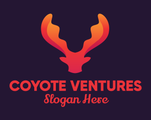 Red Orange Moose Antlers logo design